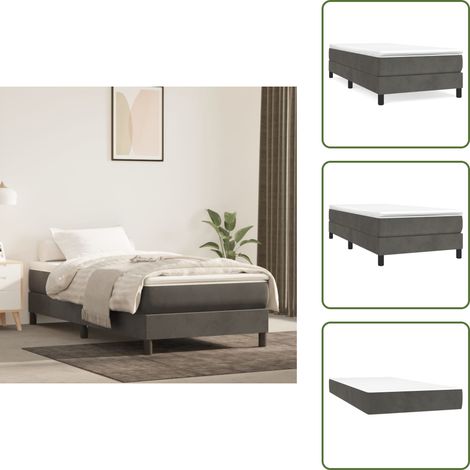 Boxspringbett mit Matratze Dunkelgrau 100x200 cm Samt - Samtbett - Boxspringbett - Doppelbett - Bettauflage - Matratze (1/5)