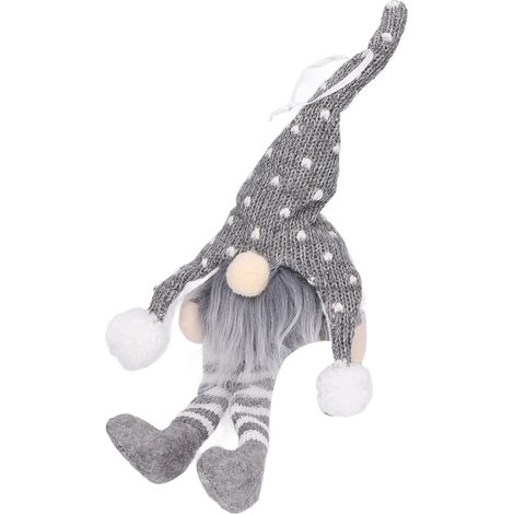 Gestrickte LED-Weihnachtsfigur, langbeiniger Schneemann, graue, gesichtslose Weihnachtsbaumdekoration, mit eingebautem Akku YV0036704 (1/5)