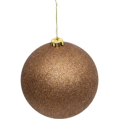 Déco Sapin Boule de Noël XL D 15 cm Bronze pailleté - Feeric Christmas (1/2)