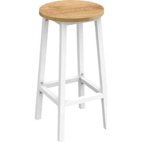 Sgabello bar stile loft rovere e bianco (1/5)