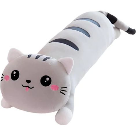 Oreiller en peluche longue pour chat, oreiller moelleux gris pour dormir (1/4)