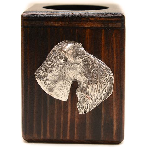 Kerry Blue Terrier, Irish Blue Terrier - bougeoir en bois orné d'un chien, un souvenir unique après la perte d'un compagnon à quatre pattes, réalisé artisanalement par Art-Dog (1/5)