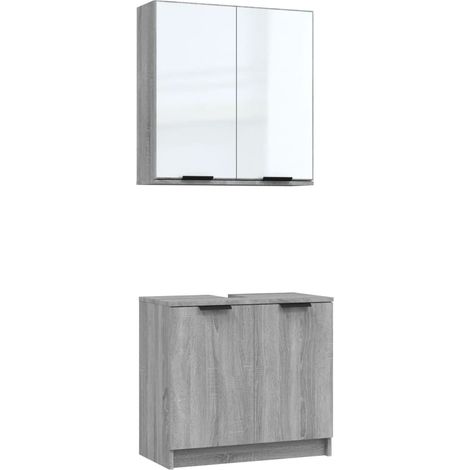 Maison Exclusive - 2-tlg. Badmöbel-Set Grau Sonoma Holzwerkstoff