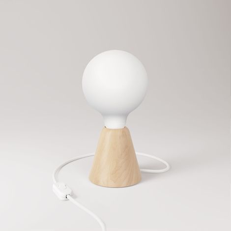 Lampe de table avec base en aulne et ampoule effet porcelaine (1/5)