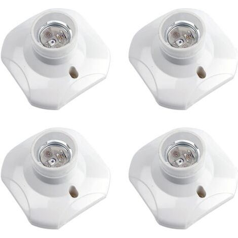 Lot de 4 Douille Plafond E27 à Visser, Douille E27 Garage, AC 220-240V, Support Douille pour Ampoule LED, Base Plafonnier Culot E27, Base de Lampe Plastique Blanche pour Lampe au Mur (1/5)