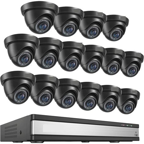 Système de caméra de sécurité domestique Système de caméra de sécurité 2MP 16CH noir H265 + DVR Kit détection de mouvement 1080P maison extérieure CCTV ensemble de Surveillance vidéo ( Size : 2T , Col (1/5)