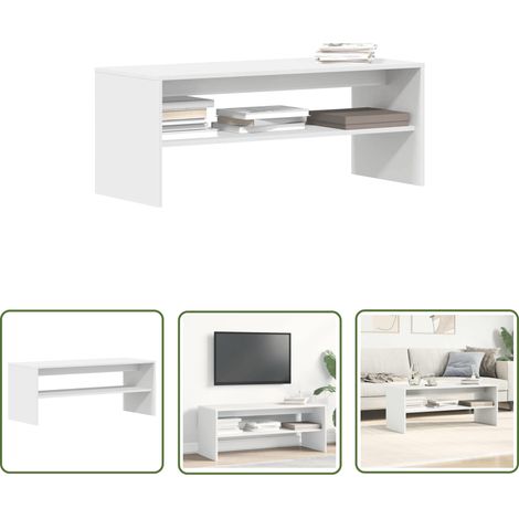 vidaXL Meuble TV Blanc 100 x 40 x 40 cm Aggloméré (1/5)