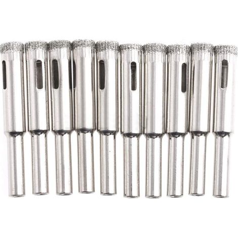 Diamant Foret 10Pcs 8mm Trépan Scies Cloche Outils Set Forets Diamant Cutter Acier Carbone pour Verre Céramique Porcelaine Marbre Carrelage Granite (1/5)