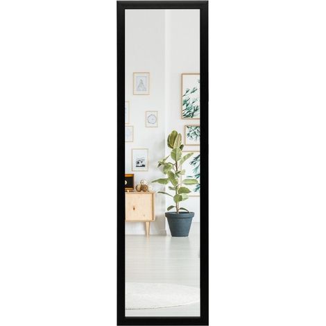 Espejo rectangular de cuerpo entero con gancho para colgar para puerta 33x119cm negro
