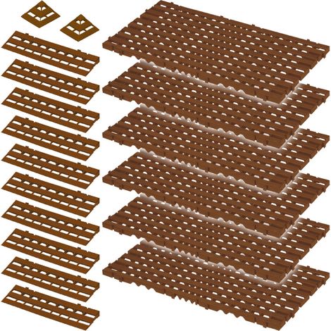BRB Lot de 18 pièces de 2,4 m2 de base en plastique PE-HD résistant de qualité alimentaire Marron (1/3)