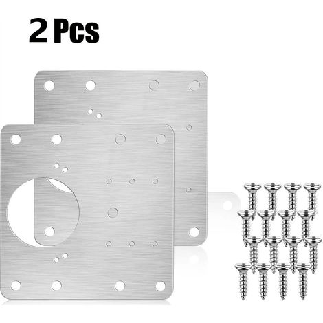 Kit de réparation de charnières (2 pièces) pour portes de placards de cuisine : plaques de montage avec trous, supports de fixation plats, outils ménagers. (1/5)