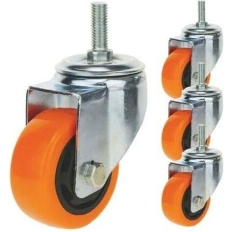 Roulettes pivotantes roue industrielle en polyuréthane sans frein 75 mm M12 4-pack (1/4)