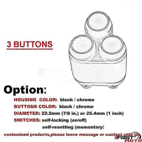 234 Buttons Motorcycle Switch 25mm 22mm Handle Bar Controller Switches Starter Horn Universal 1" Handlebar Switch Cafe Racer( 3 button customized) (1/5)