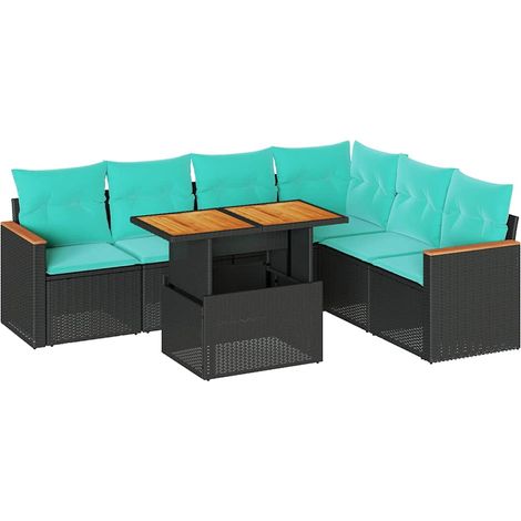 Maison Exclusive - Set Divani da Giardino con Cuscini 7pz Nero Polyrattan (1/5)