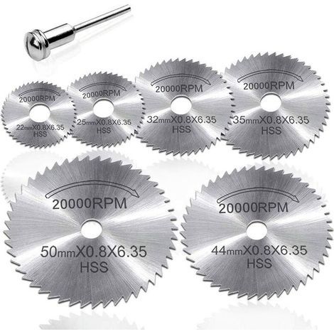 7 pièces ensemble Mini HSS lame de scie circulaire outil rotatif pour Dremel coupe métal ensemble d'outils électriques disques de coupe en bois perceuse disque Dremel (1/5)