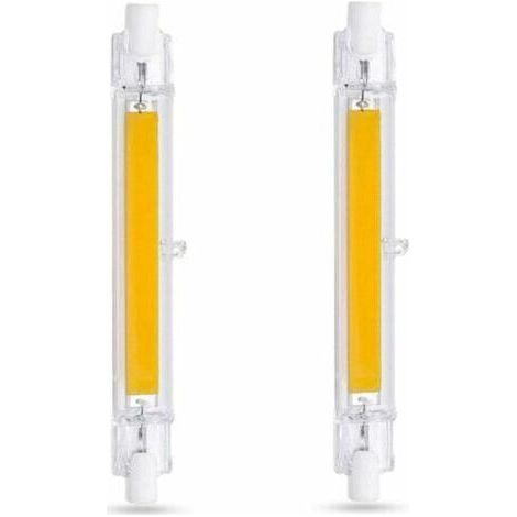 Ampoule LED R7S 118mm 10W Blanc Chaud 3000K, 1000LM, Équivalent Lampe Halogène R7S J118 80W 100W, Non-dimmable, Ampoule R7S 118mm Slim COB LED pour Applique Murale/Lampadaire, lot de 2 [Classe énergét (1/5)