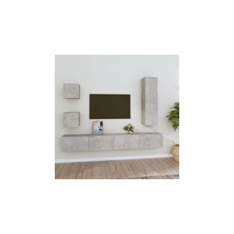 Ensemble de meubles TV 5 pcs Gris béton Bois d'ingénierie (1/5)