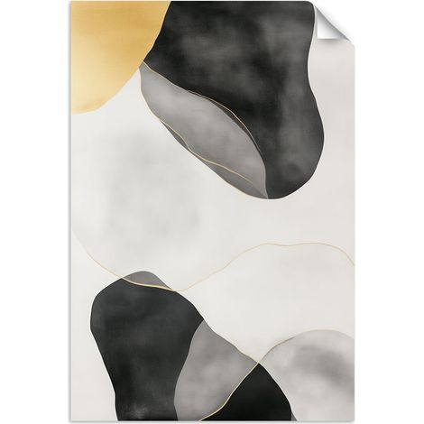 Selbstklebendes Poster – Wandsticker Abstrakte Spritzer Gold Grau Schwarz 30x45 cm (1/3)