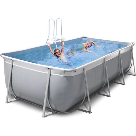 Piscina elevada desmontable rectangular 460x265 H125 New Plast completa gris blanco Futura 460