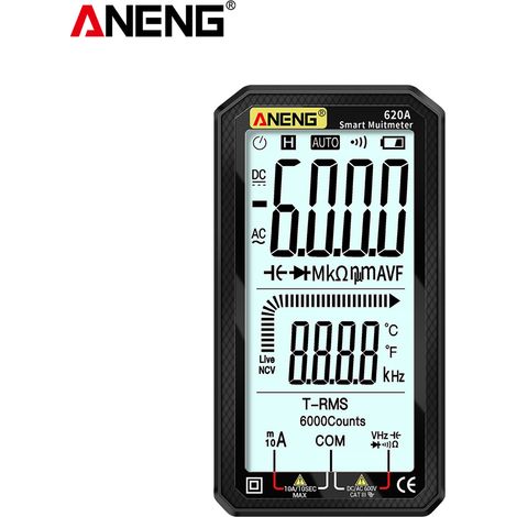 ANENG multimètre numérique poche écran LCD 4,7 pouces True-RMS autoranging ampèremètre voltmètre ohmmètre capacimètre testeur continuité température fréquence diode NCV pour électronique automobile CV