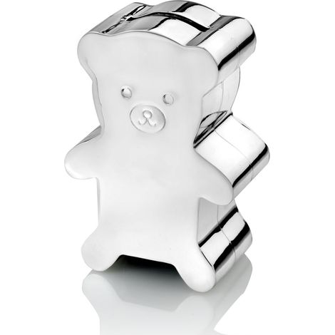 Salvadanaio in argento per bambini, regalo elegante, orsetto di peluche, inciso Dimensioni: 7x4 H10 cm Codice articolo: ZV6031261