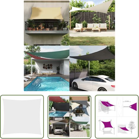 The Living Store Sonnensegel Oxford-Gewebe Quadratisch 5x5 m Weiß - Sonnensegel - Oxford-Gewebe - Sonnenschutz - Gartensonnensegel - Markise (1/5)