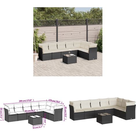 Salon de jardin 8 pcs avec coussins noir résine tressée - Ensemble Salon De Jardin - Meuble De Jardin - Mobilier De Jardin - Salon De Jardin Design - Canapé De Jardin - Home & Living (1/3)