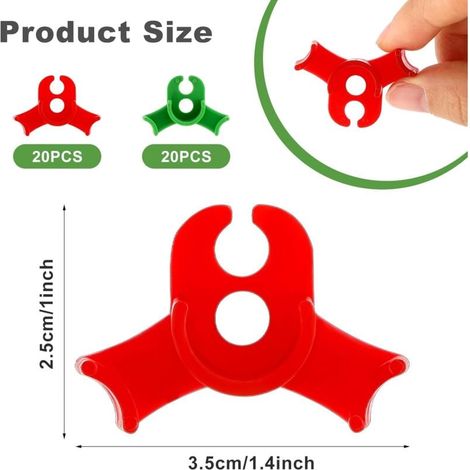 Packung mit 40 Pflanzenstützclips für geringe Belastung - 90° - Zum Biegen von Pflanzenstängeln und Ändern der Wachstumsrichtung (rot + grün)