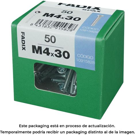 Caja de 50 unidades de tornillo métrico con cabeza plana M 4x30mm Fadix (1/3)