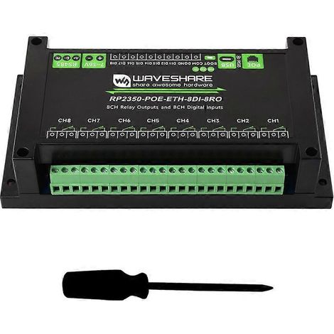 Relais réseau WiFi industriel Waveshare RP2350 à 8 canaux avec interface RS485 isolée intégrée et port réseau PoE/port Ethernet standard (1/5)