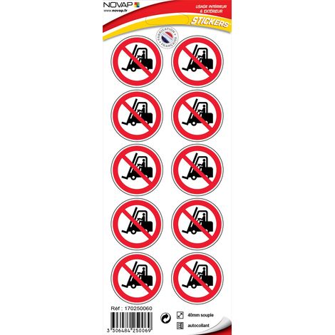 Planche 10 Pictogrammes Ø 40mm - Chariot élévateur Interdit - 4250069