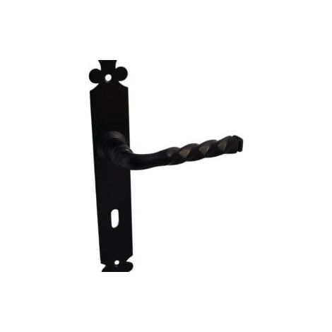 Quincadeco – Poignée de porte Lys noir – Aluminium époxy noir – Fixation 195mm – Épaisseur de porte 38 à 46mm – Résistante aux intempéries