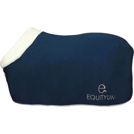 135 cm, blu: Fleece Pferdedecke Modell Cassia mit Felleinsatz am Hals (1/5)