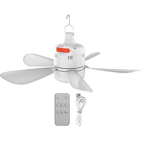 Petit ventilateur de plafond – Ventilateur lumineux LED rechargeable, refroidisseur d'air USB silencieux pour le confort du camping, outil de refroidissement portable, ventilateurs télécommandés (1/5)
