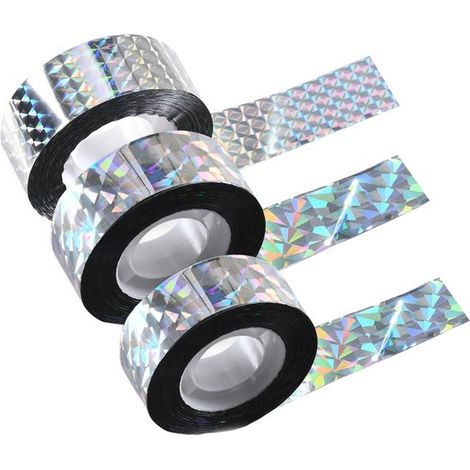 Nastro riflettente biadesivo 150x2,4 cm per allontanare uccelli e piccioni da balcone e giardino. (1/2)