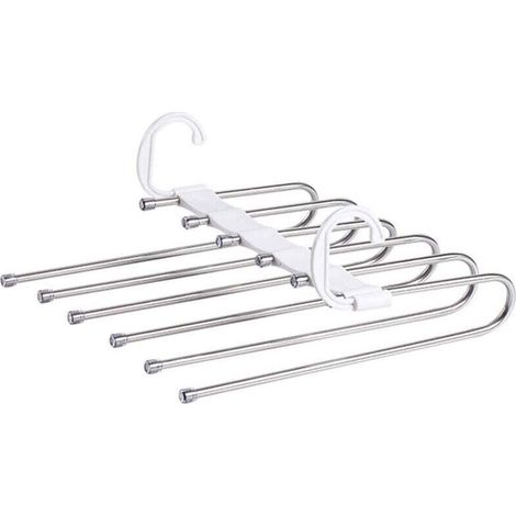 Cintre Multifonctionnel Blanc Pliable Multicouche Pour Pantalons Support Rangement (1/4)