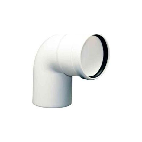 Conduit de fumée courbe PPS DN 080 87 ° – Polypropylène auto-extinguible 2 mm – Joint silicone inclus – Pour chaudières à condensation