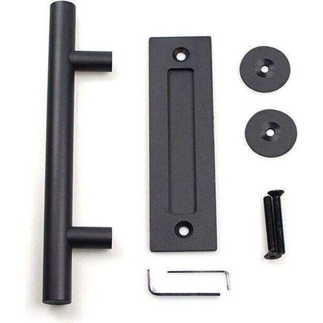 Poignée de porte de grange coulissante encastrée de 30 cm (12 pouces) en acier inoxydable pour portes et portails en bois. (1/5)