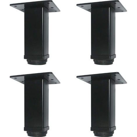 Gambe per mobili in metallo regolabili da 15 cm, gambe quadrate per scrivania da ufficio, gambe per tavolo, set da 4 pezzi (nere)