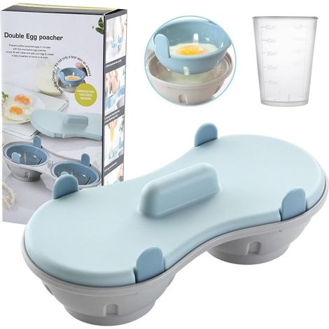 Cuiseur à œufs pour micro-ondes avec verre doseur, pour cuire à la vapeur les œufs, compatible lave-vaisselle, petit ustensile de cuisine pour œufs durs
