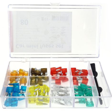 Mini fusibles à lames pour voiture, lot de 80 pièces, assortis, amio-02225 (1/2)