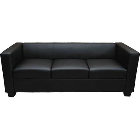 3er Sofa Lille, Kunstleder schwarz (1/5)