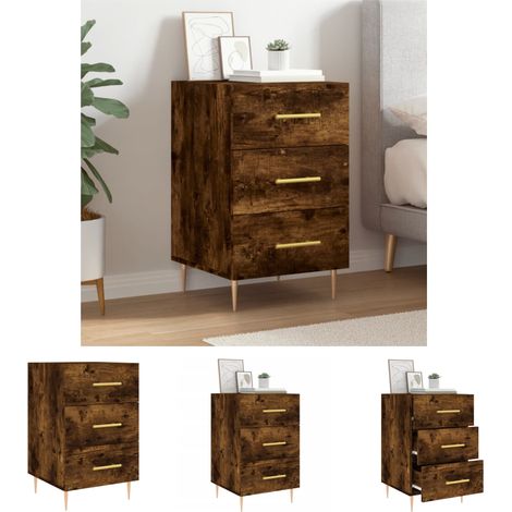 The Living Store Nachttisch Räuchereiche 40x40x66 cm Holzwerkstoff - Nachttische (1/5)