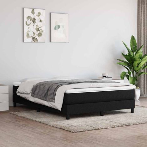 Sommier à lattes de lit avec matelas Noir 160x200 cm Tissu (1/5)