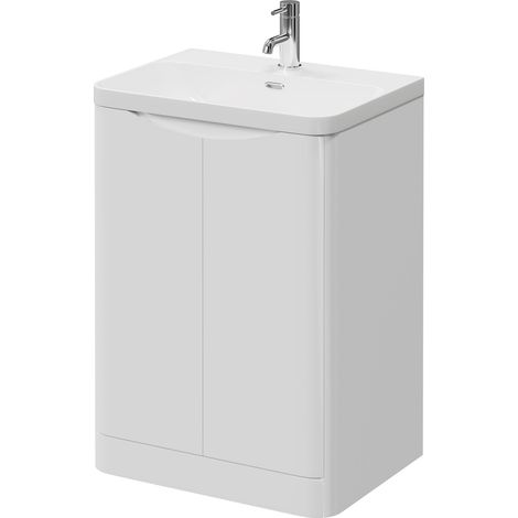 Vela Gloss White 600mm 2 Door Vanity Unit with Fina Basin (1/5)