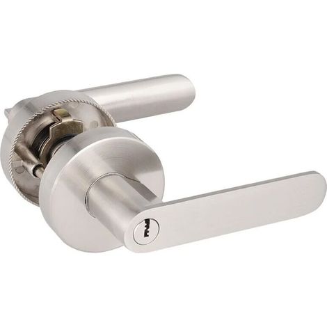 Door handle lock Aluminum door handle for bedrooms, cloakrooms, storage rooms and offices, lock size 60/70 mm, round, silver
