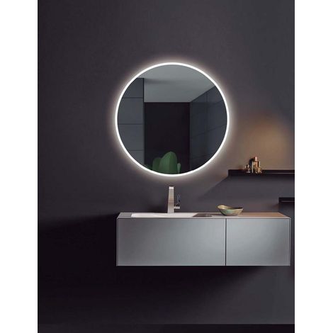 Ledimex - Espejo de baño Led redondo - de Ø90 cm de diámetro - Iluminado por LED con IRC >80 – Sensor antivaho – Sensor on/off – Modelo LONDRES