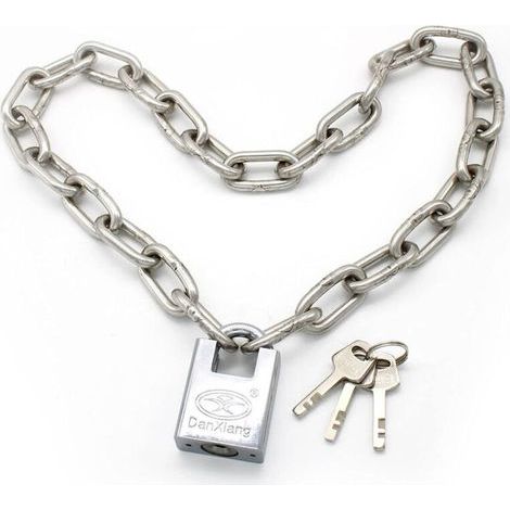 80 cm Cadenas de Chaîne en Acier Inoxydable, Antivol Vélo et Moto Robuste, Chaîne de Sécurité pour Garages, Clôtures et Entrepôts (avec 3 Clés) (1/4)