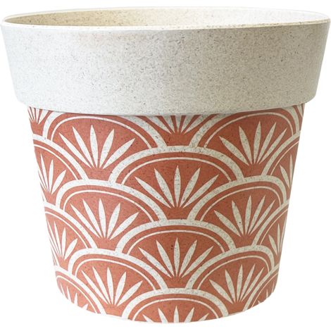 Cache pot en bambou beige et orange 15.5 cm (1/2)