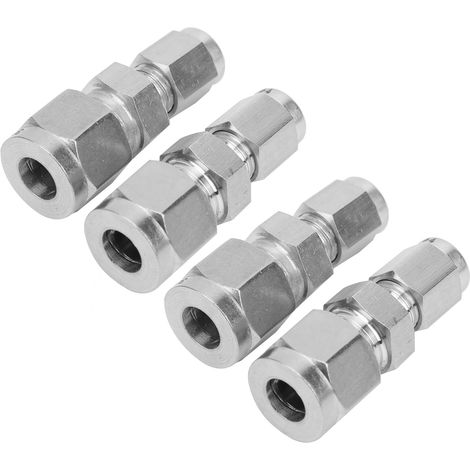 4 Pièces Raccords de Compression Double Bague en Acier Inoxydable, Adaptateur pour Tuyaux (4mm à 8mm) (1/5)